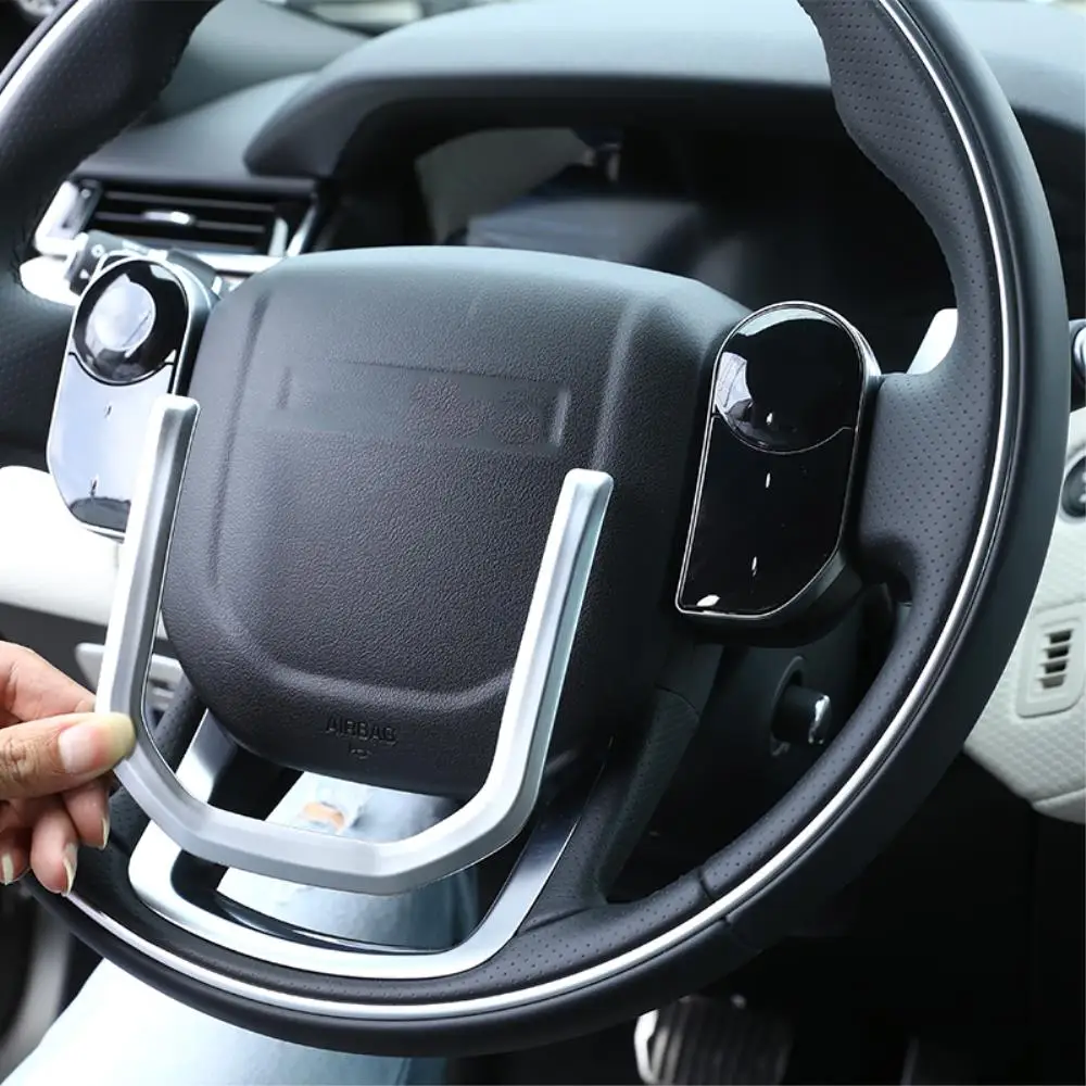 Car Upgrade For Land Rover Discovery 5 LR5 Range Rover Sport Velar Vogue ABS Carbon Silver Steering Wheel Sequin Trim Sticker
