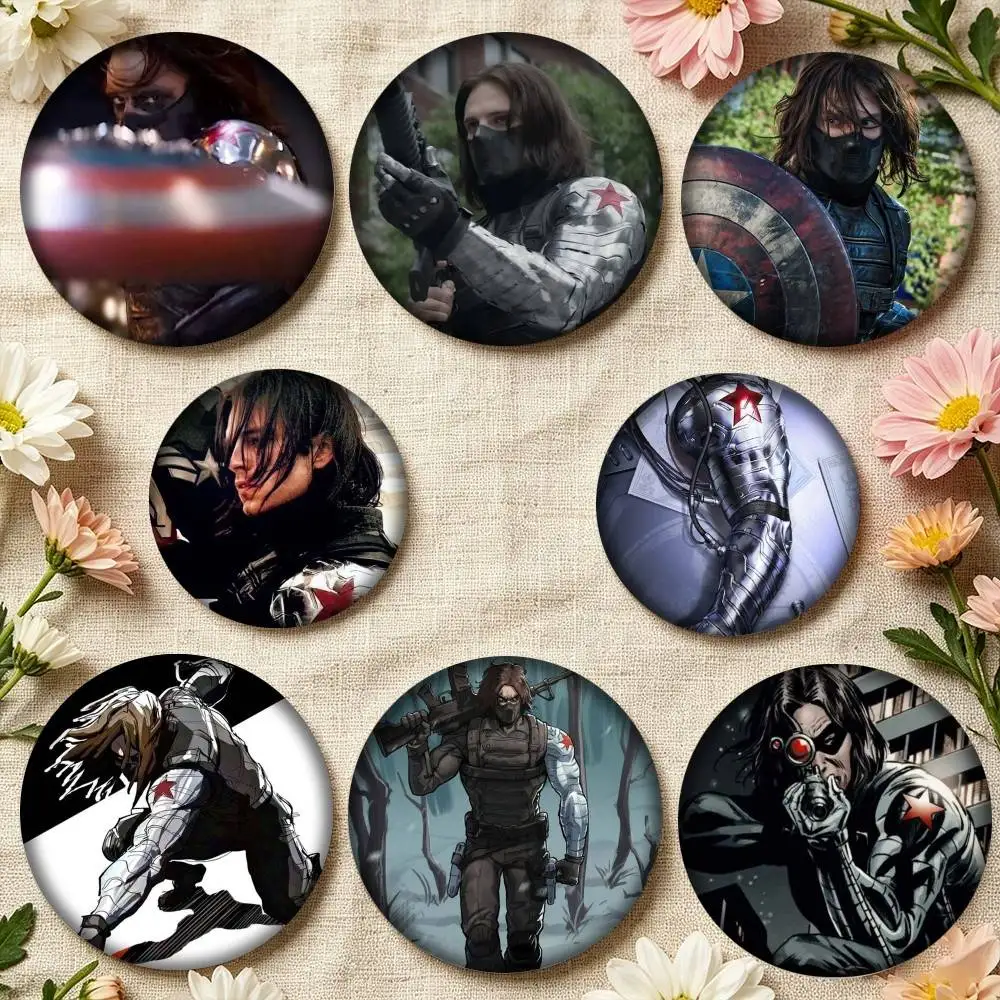 Bucky Barnes Winter Soldier 25mm 32mm 44mm 58mm 75mm Brooches Badges Pins for Accessories Gift