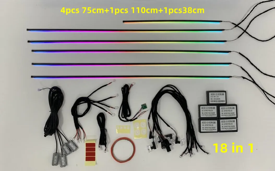 TPYCBX 14 in 1 18 in 1 64 Farbe RGB Symphonie Auto Atmosphäre Innen LED Acryl Guide Fiber Optic Universal Dekoration umgebungs Lichter 3