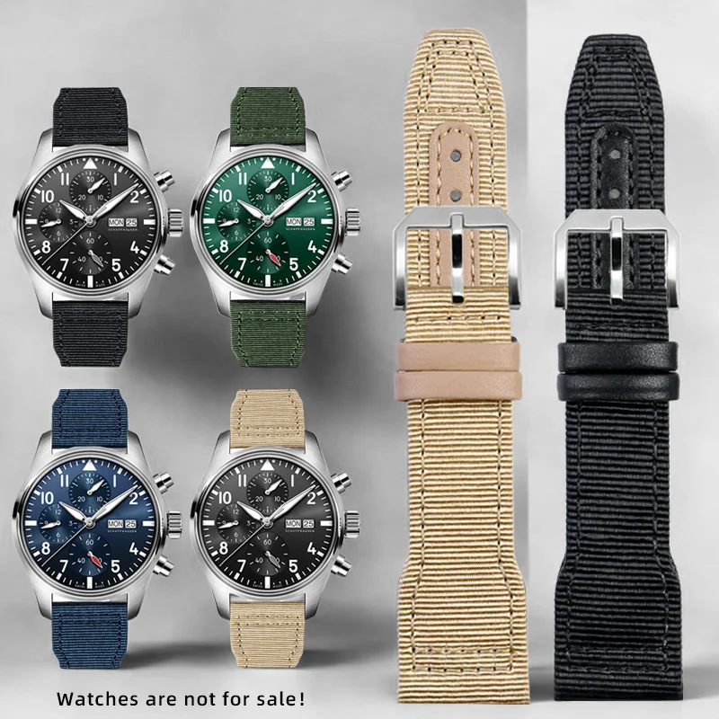 Нейлоновый ремешок для часов IWC Universal Pilot Mark 18 Spitfire Fighter Portugal Series, холст, ремешок для часов 20 мм, 21 мм, 22 мм, браслет
