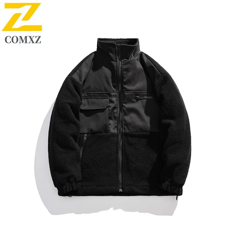 

COMXZ куртка премиум-класса с воротником-стойкой для мужчин, ветрозащитная ветровка, однотонное треккинговое легкое зимнее пальто