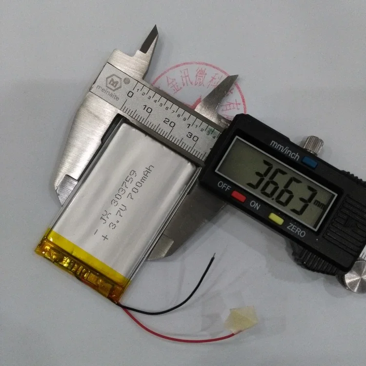 بطارية ليثيوم بوليمر 3.7 فولت 303759   مسجل بيانات السفر GPS الملاح 700 مللي أمبير قابلة للشحن