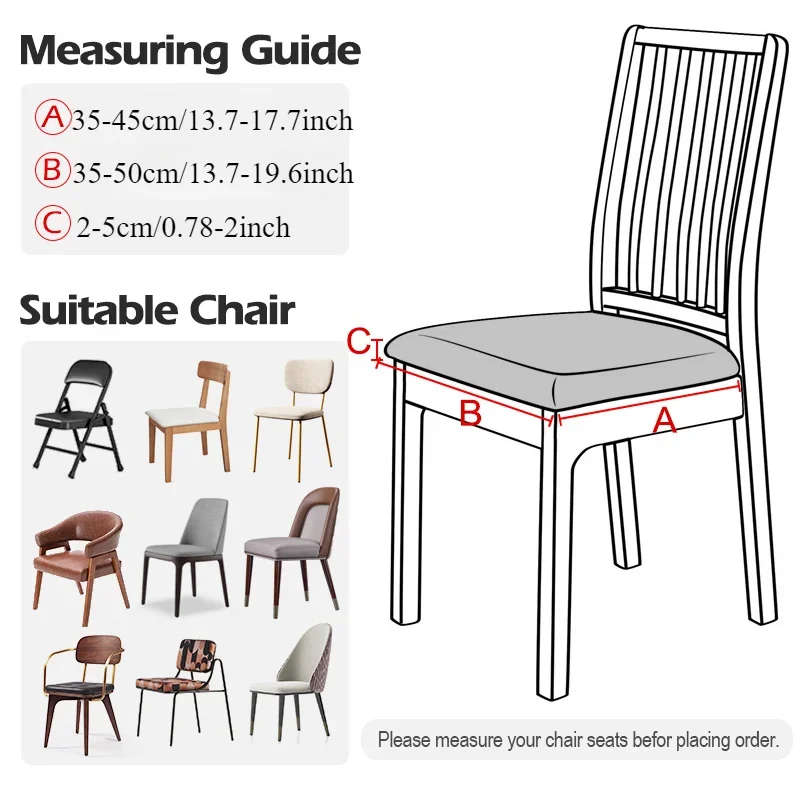 1PC Stretch Jacquard Chair Seat Covers Chair Removable Washable Upholstered Dining Room Chair Seat Protector Cushion Slipcovers