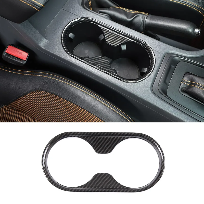 ABS Carbon fiber For Ford Ranger Wildtrak 2015-2021 Car Interior Central Control Water Cup Holder Panel Sticker Car Accessories