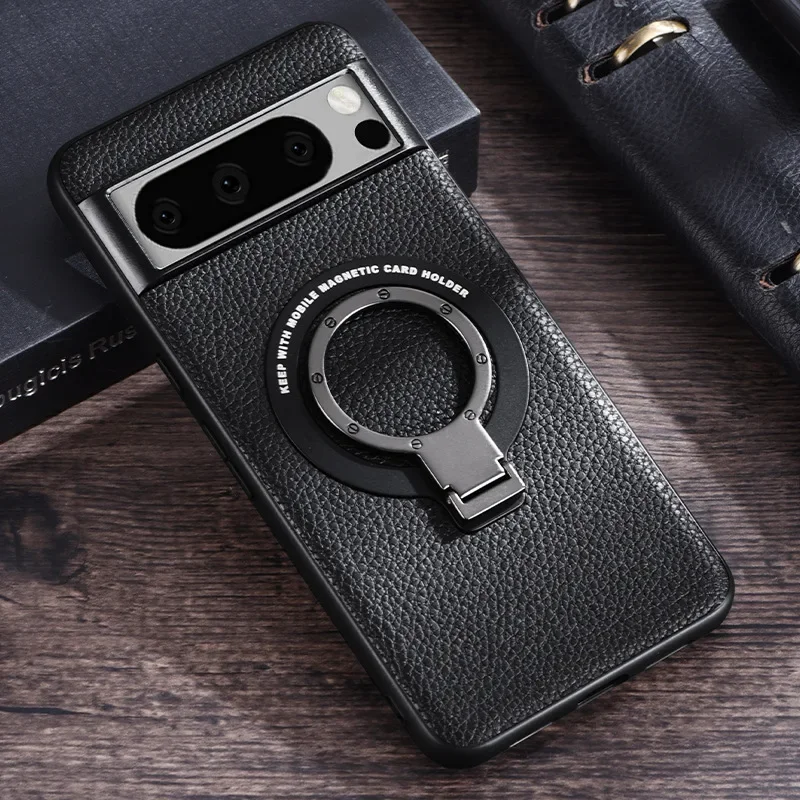 

Magnetic Wireless Charging Protective Case for Google Pixel 8 7 6 7A 6A Pro With Ring Holder Leather Back Shockproof Cover Shell
