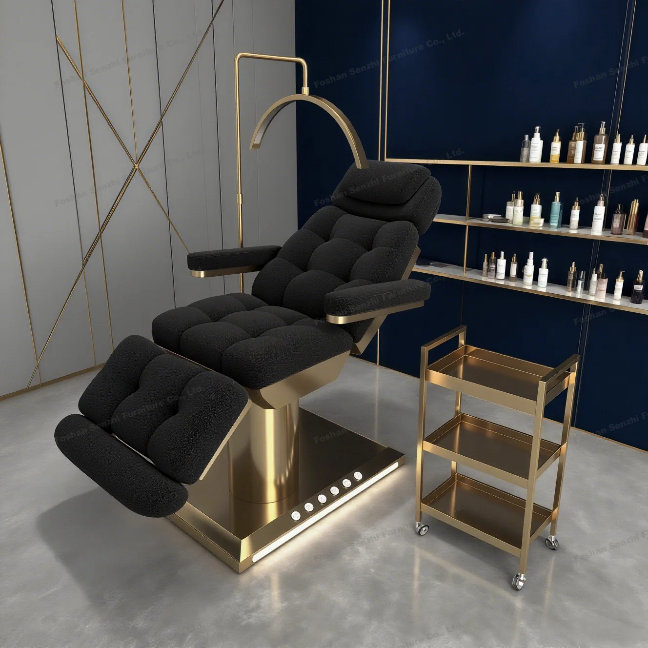 

Современная черная фланелевая кровать для ресниц, электрическая косметическая кровать с 3/4-мотором, кровать для лица и массажа