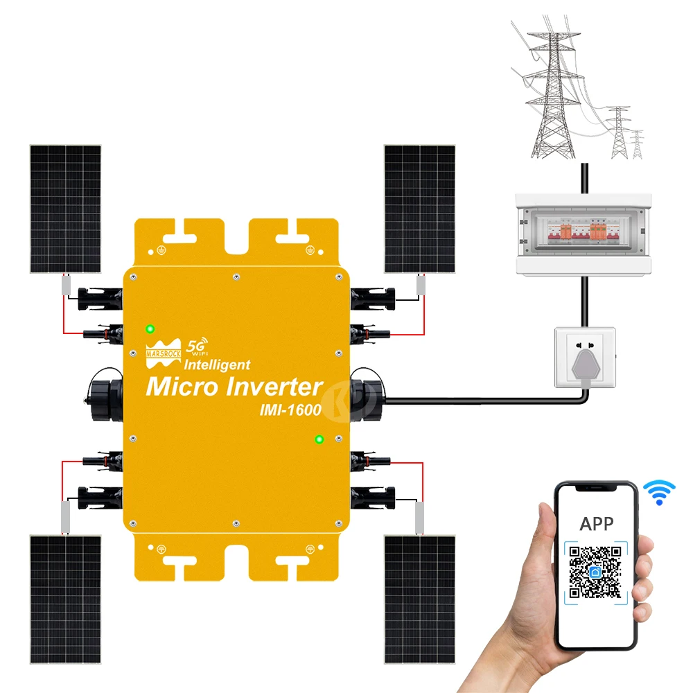 Imagem -05 - Microinversor Solar na Rede Mppt Inversor 1600w Entrada 2250vdc Função Wifi Ip65 para 120v 230v Sistema Solar de Grade para Uso Doméstico