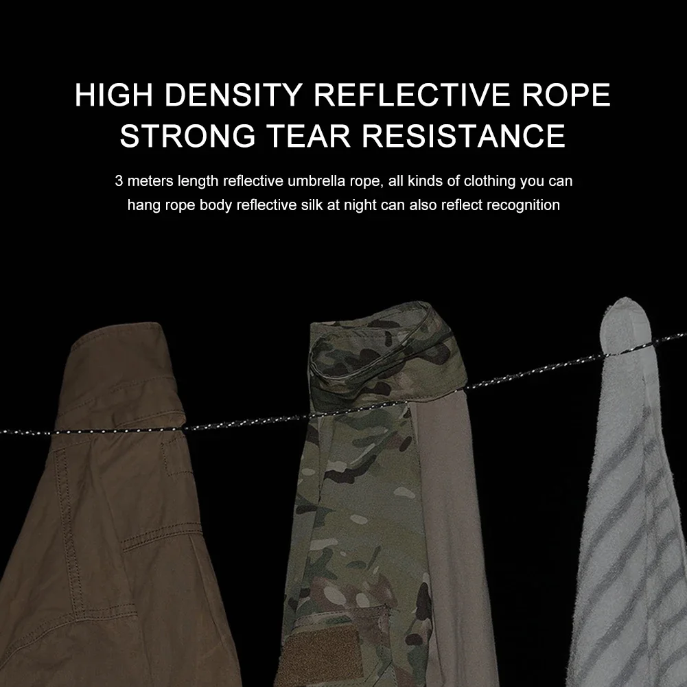 حبل غسيل محمول مطرز بطول 3 أمتار - خط غسيل خارجي قابل للتعديل ومقاوم للرياح للتخييم والسفر #4