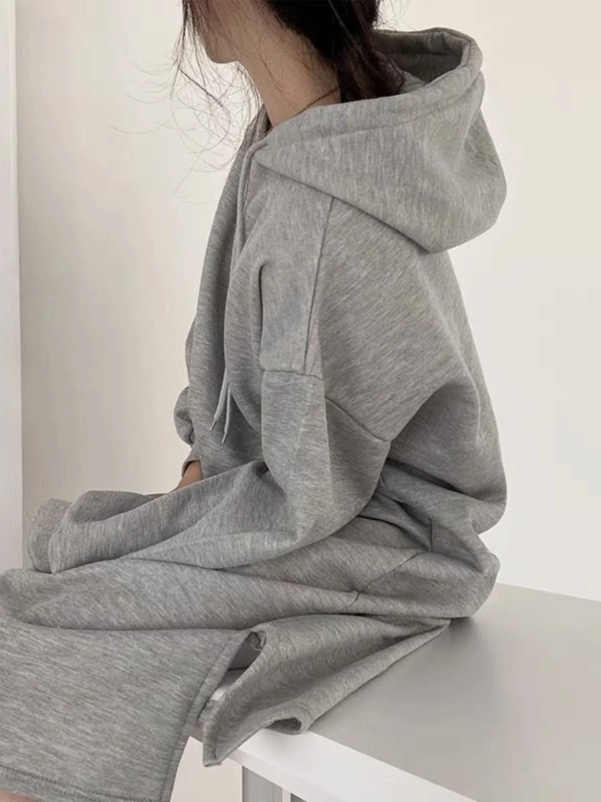 Lâche longue Ci sweat à capuche Dr coréen Sle hiver nouveauté paresseux Sle décontracté longue t-shirt Dr couleur Pure Ins Sle