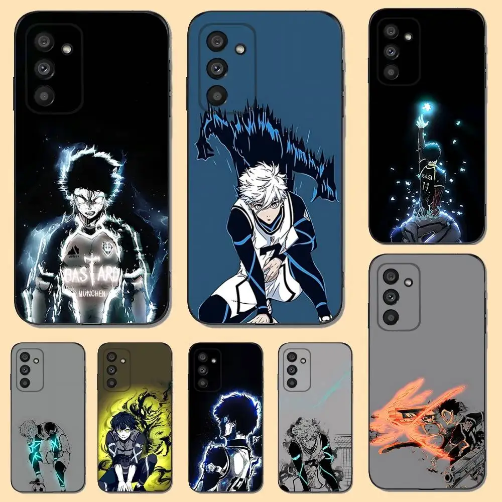 

B-Blue Anime Locks Phone Case For Samsung S 25,24,23,22,30,21,10,9,Ultra,Plus,Lite,FE,4,5 G Soft Black Case