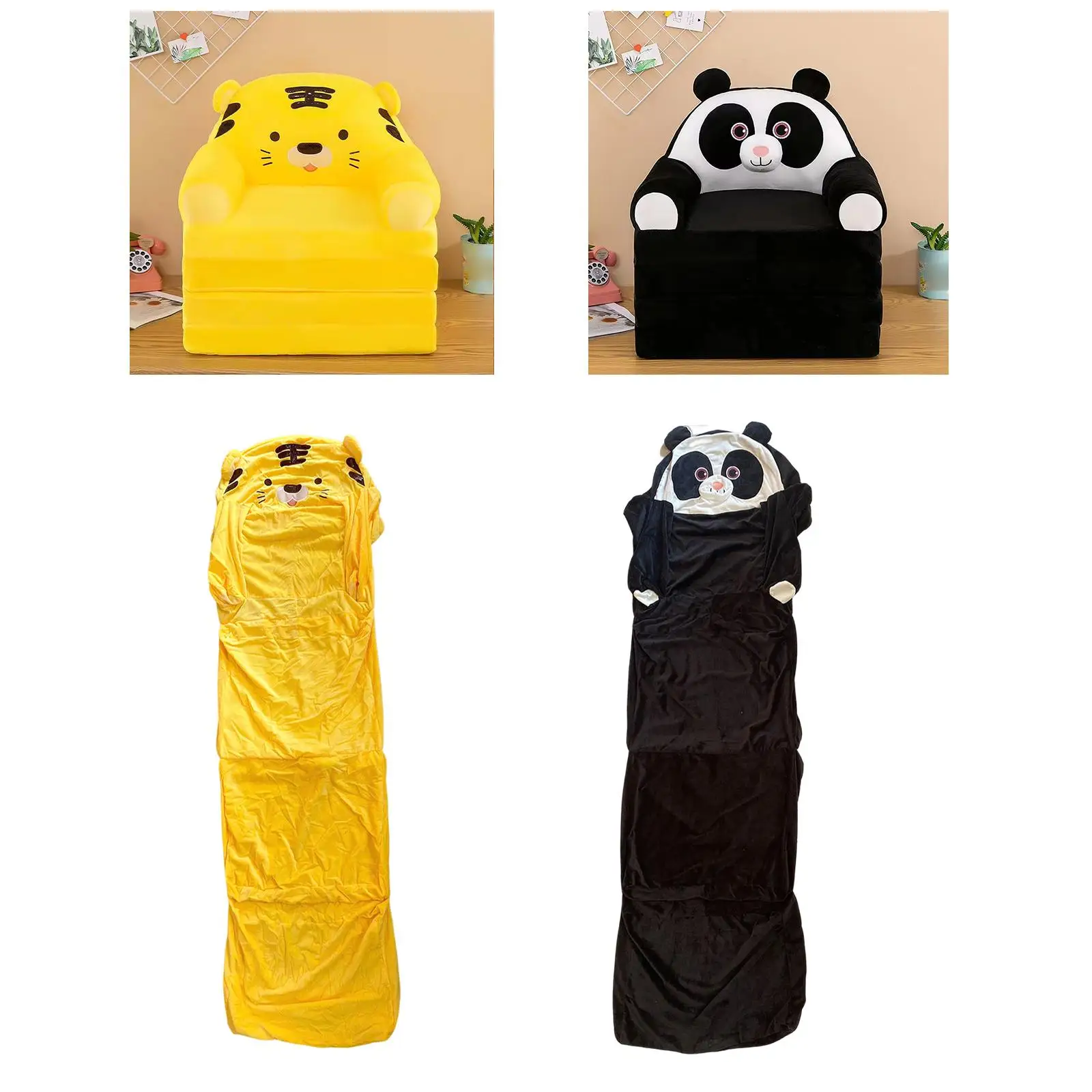 Cartoon Foldable Kids Sofa Cover 4 Layer Kids Sofa Cover for Playing Room Bedroom