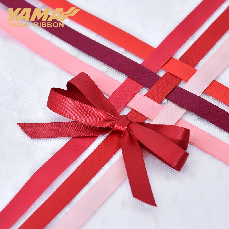 YAMA 100yards Single Face Satin Ribbon 6 9 13 16 19 22 mm Red for Party Wedding Decoration Handmade Rose Flowers Ribbons Gift