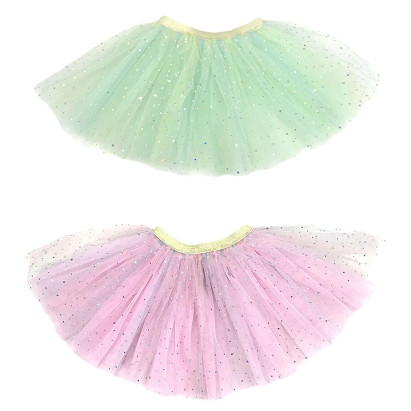 Kids Girls Layered Sequins Skirt Dance Dress Halloween Cosplay Costume