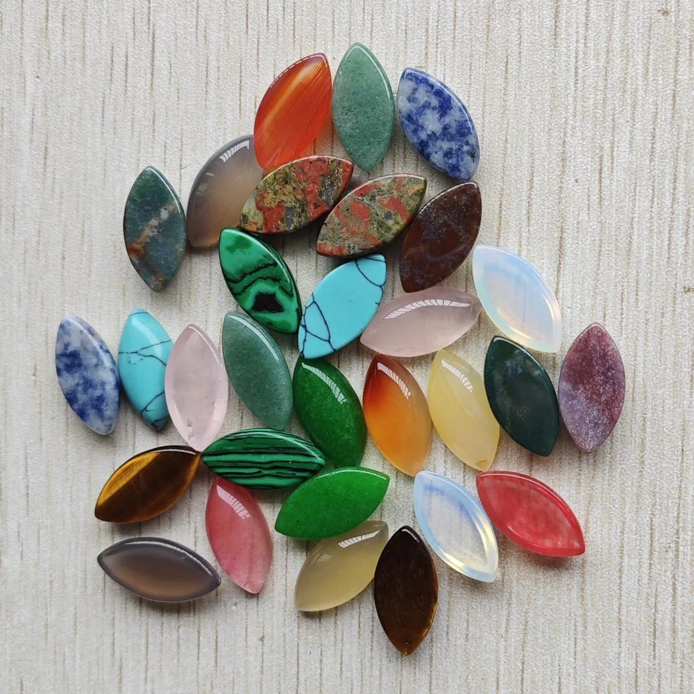 New natural gem stone mix marquise shape cabochon beads 10x20mm for Jewelry Accessories making free shipping Wholesale 30pcs/Lot