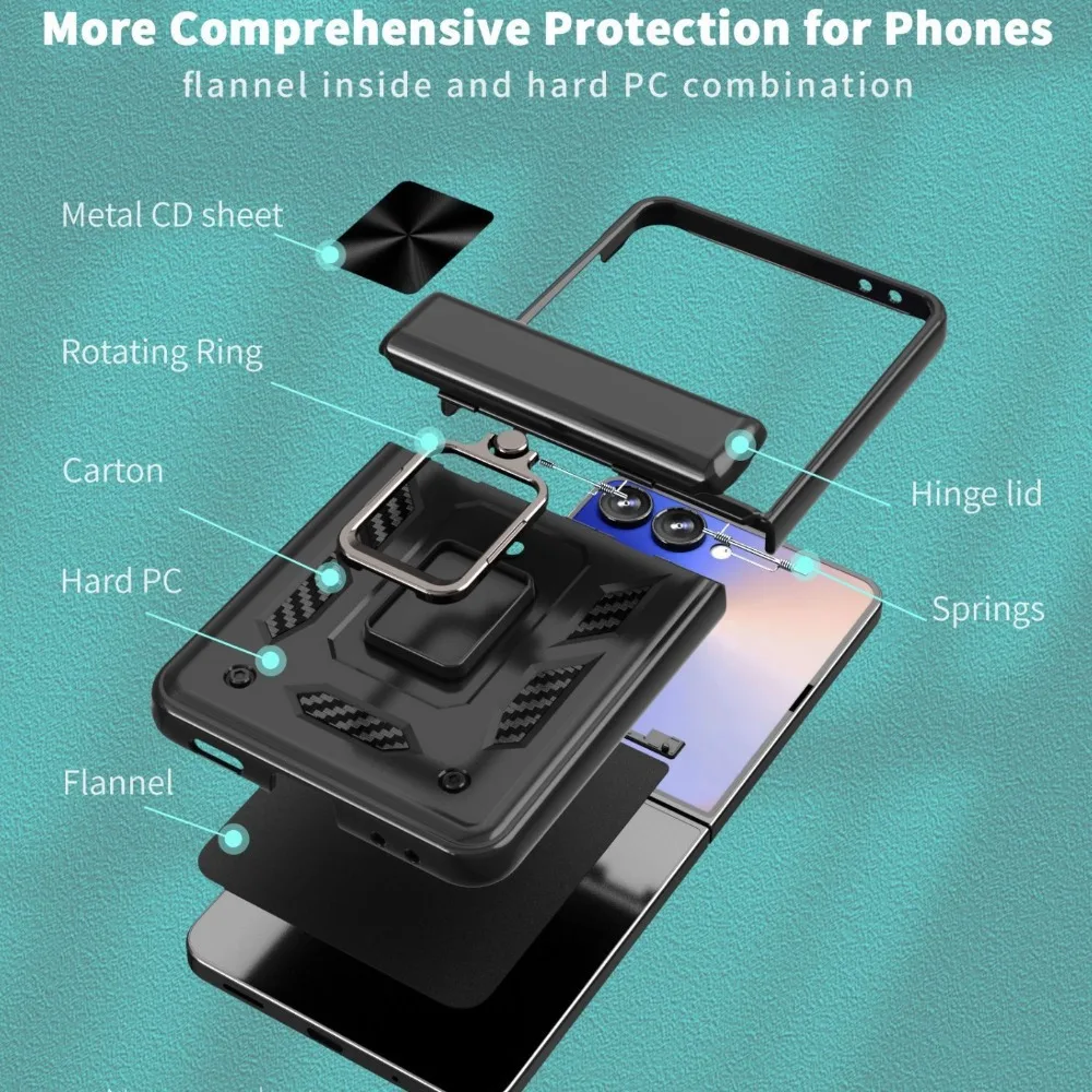 For Samsung Galaxy Z Flip 8 7 FE 6 Case with Stand Kickstand Ring Magnetic Camera Military Grade Shockproof Protective Cover view 4