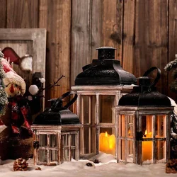 Retro Creative Wooden Wind Lamps European Home Decoration Desktop Features Ornaments Handicrafts Weddings Windproof Candlesticks