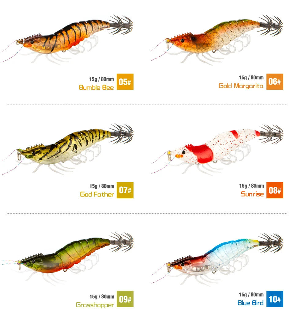 15g Tintenfisch Jig Langsam sinkende Tintenfisch Egi Köder Künstliche Calamar Oktopus Köder Fisch für Garnelen Haken Meeresangeln Köder – Detail 5