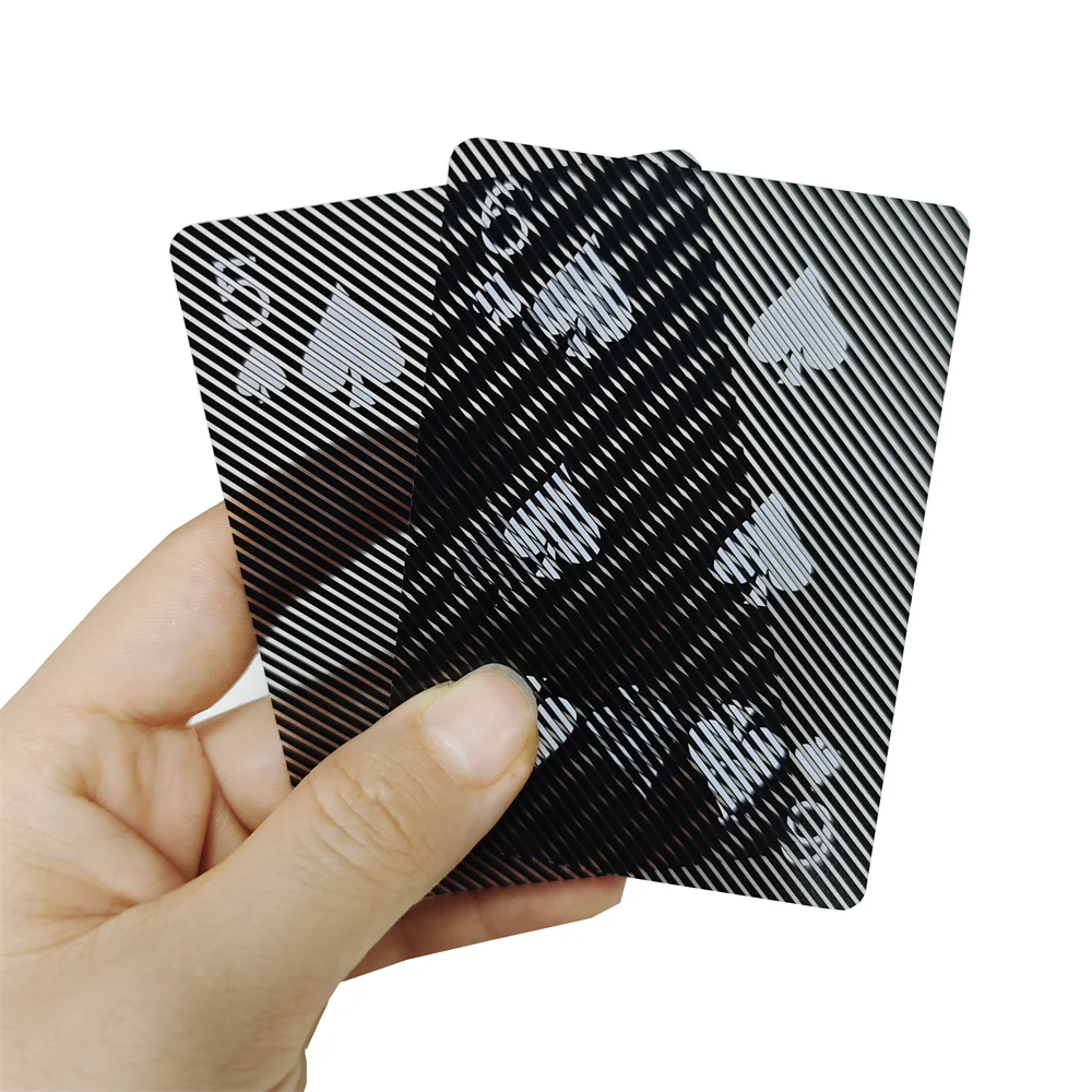 Plastic Playing Cards Transparent Waterproof Moire illusion design Poker Playing Cards Clear Black Deck of Cards Poker Cards