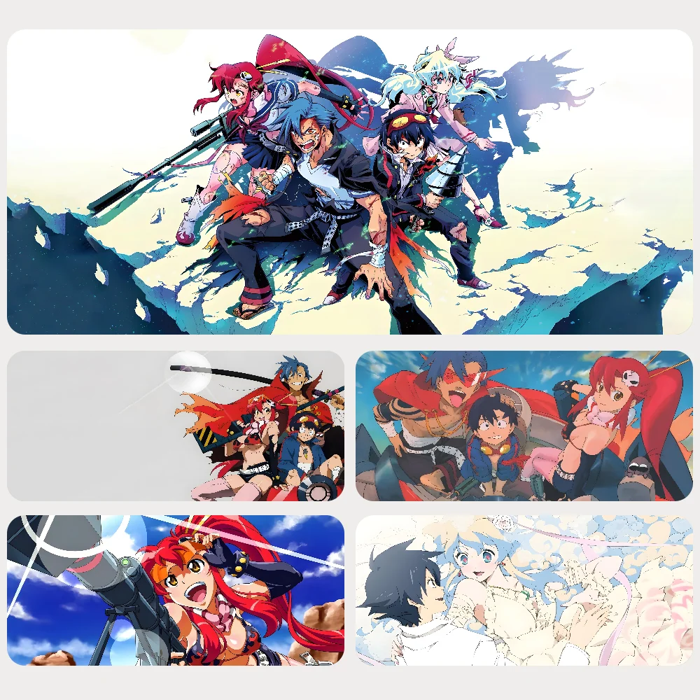 Anime Tengen Toppa Gurren Lagann Mousepad Gaming Mouse pad Gamer Pc Accessories Deskmat Keyboard Mat Desk Protector Mause Pads