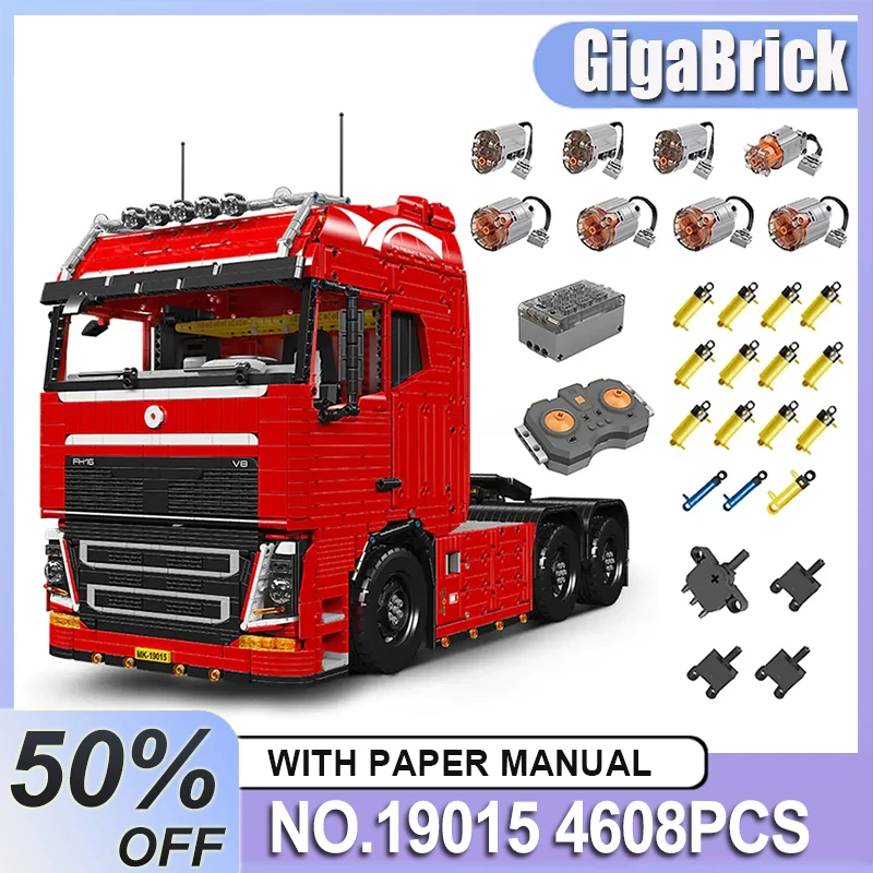 클래식 몰드 킹 19015 MOC 기능성 RC 테크니컬 카 빌딩 블록 트랙터 트럭 모델 조립 브릭 장난감 어린이 크리스마스 선물