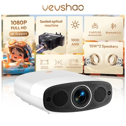 VEVSHAO Full HD Projector A22 4K Video Smart TV for Home WIFI 1080P 1000 Lumen Projectors Media Video Player Smart Beamer