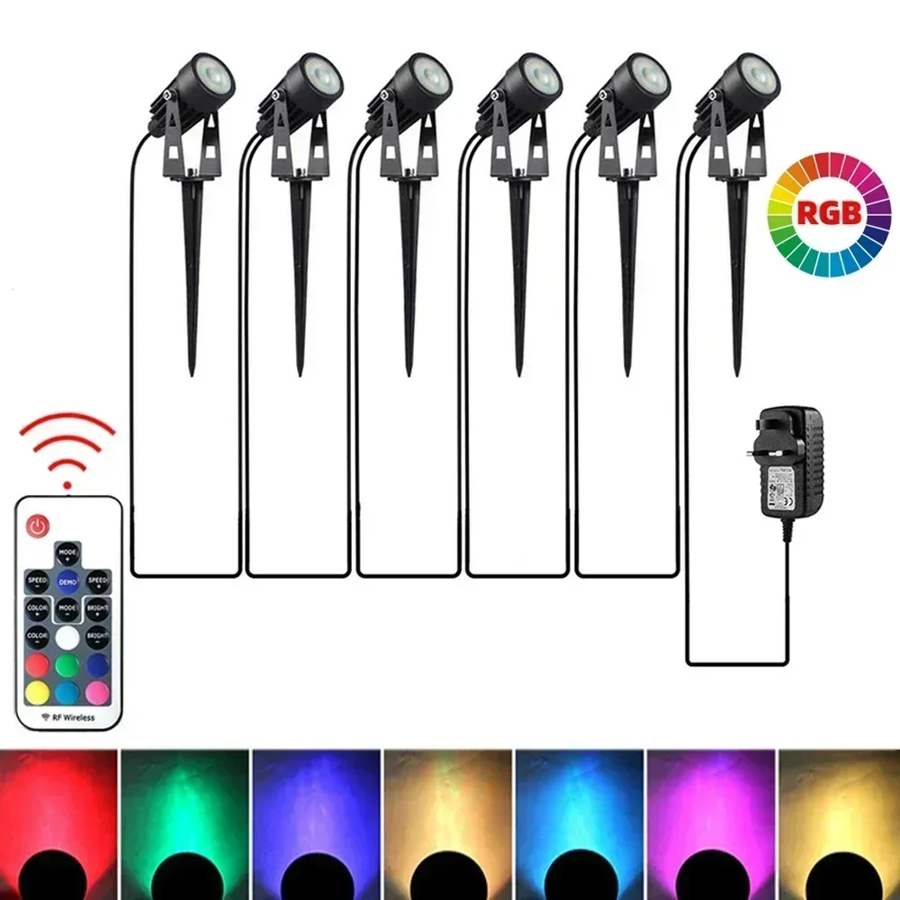 Led Garden Lights Lawn Lamp 2/4/6/8/10 in 1 Outdoor Waterproof Spotlight RGB Dimming High Brightness Landscape Light Ground Lamp