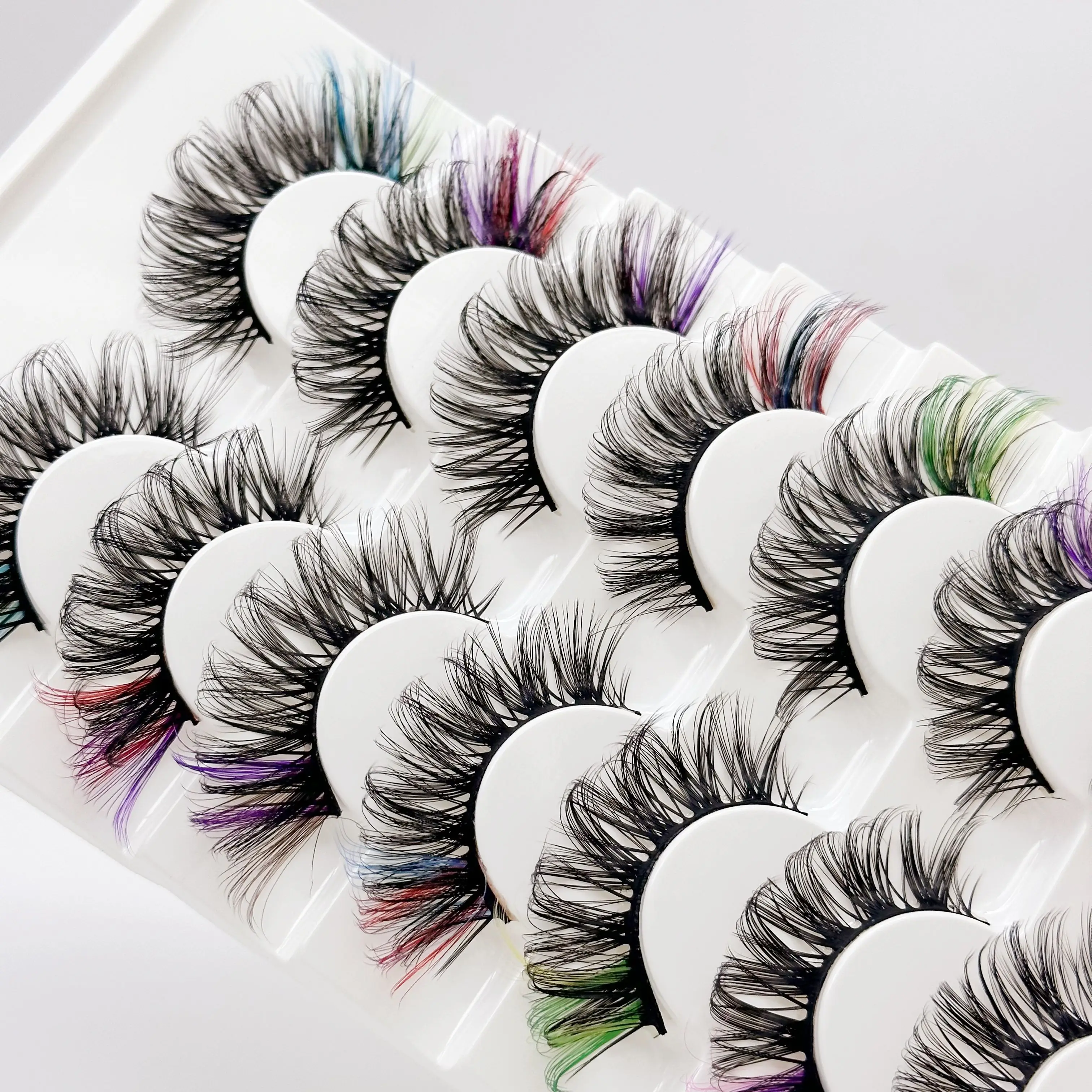 7 Pairs Colored Eyelashes Fluffy Faux Mink D Curl Volume Dramatic Long Thick Fake Eye Lashes with Color
