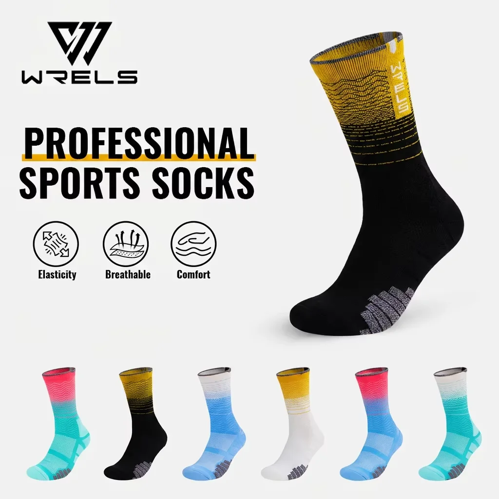 

WRELS 1/2/3 Pairs Towel Bottom Cushioned Socks Breathable Running Compression Socks Men Women Moisture Anti-Slip Athletic Socks