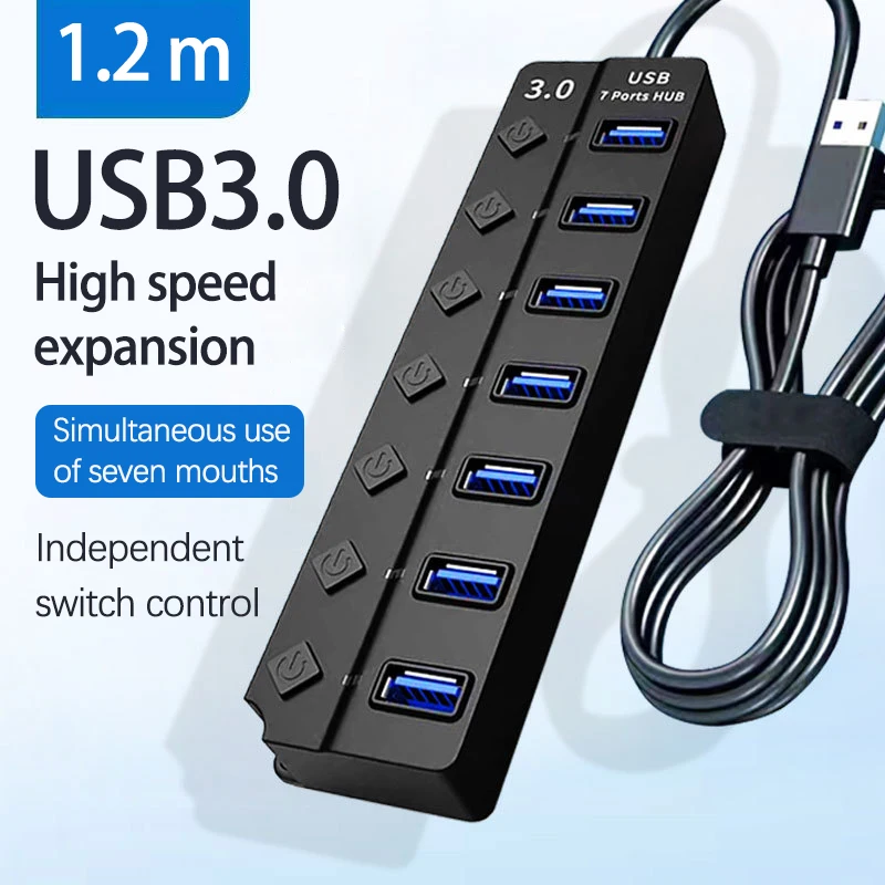 

UTHAI TZ01 Аксессуары для ноутбуков 7-портовый концентратор USB 3.0, разветвитель-концентратор от 1 до 77, высокоскоростной удлинитель для ноутбука с 4 портами