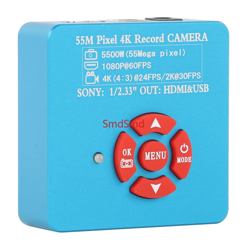 4K 1080P 60FPS 55MP HDMI USB Video Lab Microscope Camera C-Mount Lens LED Ring Light For PCB Mobile Repair Soldering