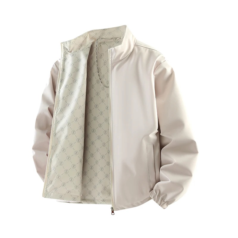 

Spring Autumn 2025 Men's Reversible Outdoor Jacket with Inner Lining Print Oversized Casual Jacket for Commuting Travel