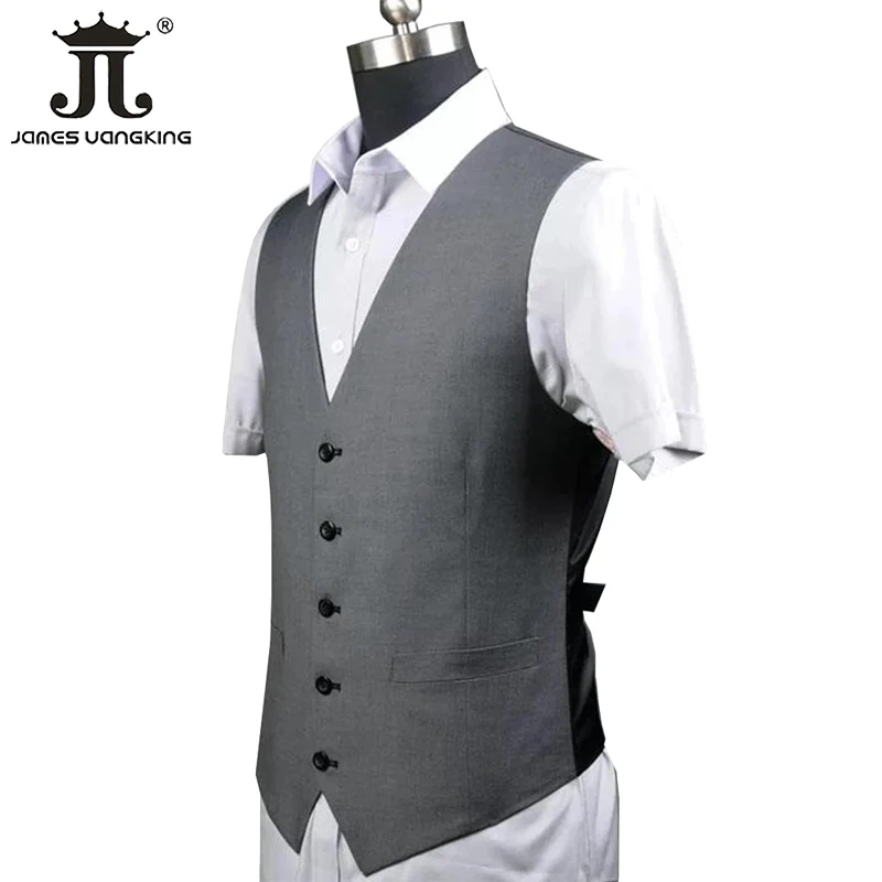 New Wedding Dress High-quality Goods Cotton Men's Fashion Design Suit Vest / Grey Black High-end Men's Business Casual Suit Vest