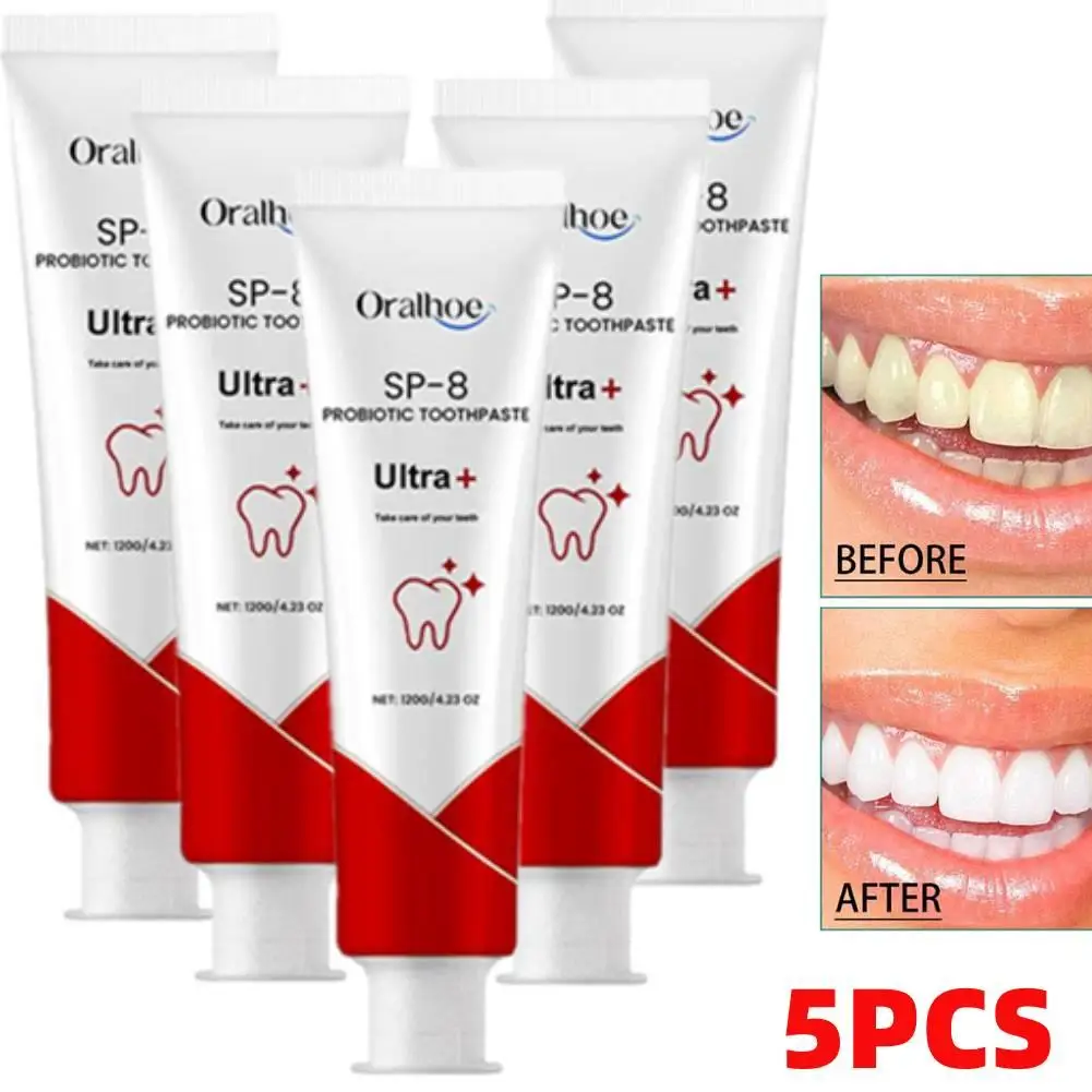 

5PCS SP-8 Toothpaste Whitening Toothpaste Fresh Breath Triple Whitening Teeth Oral Health Management Deep Probiotic Product