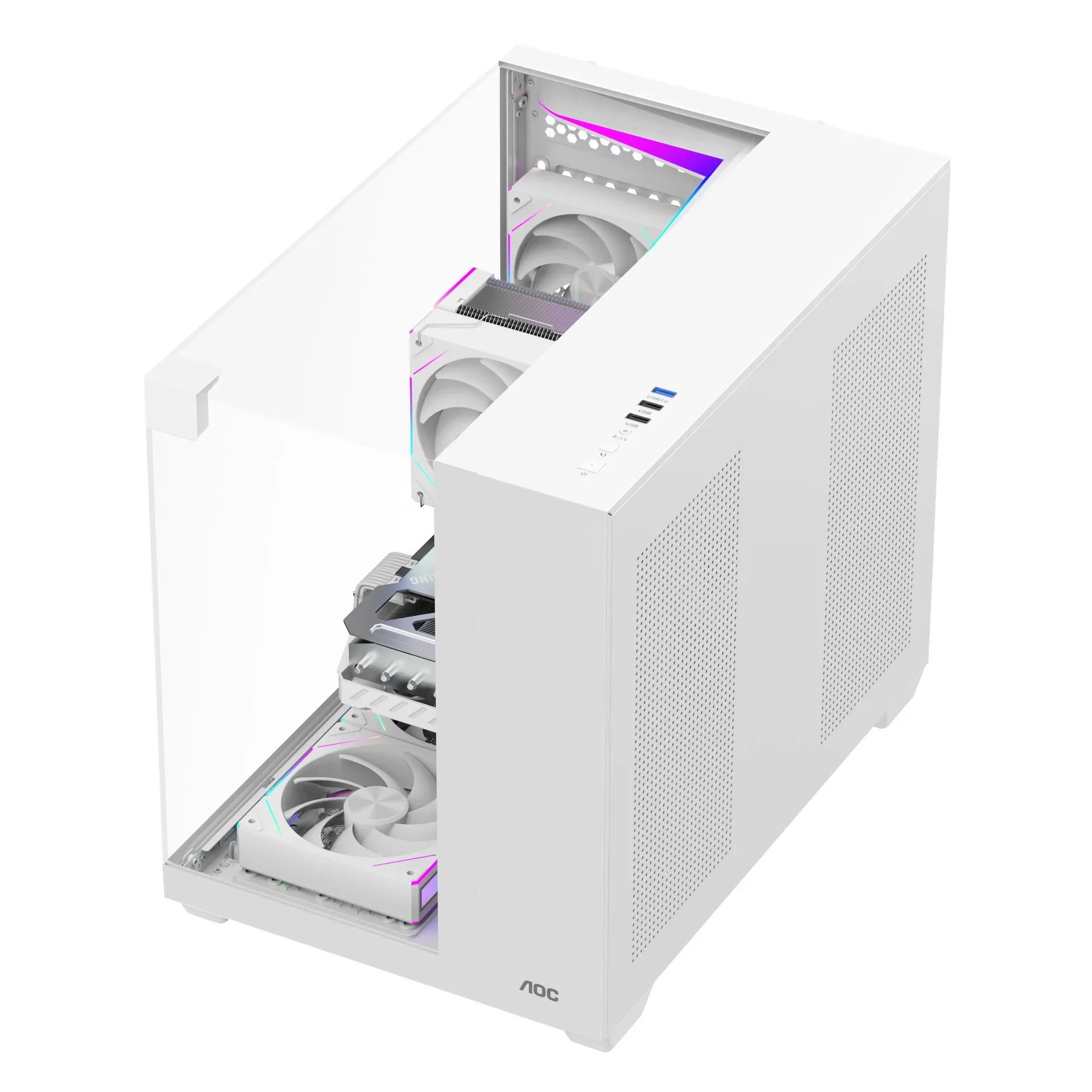 CG399 game computer, sea view room chassis, panorama, three-sided glass, support M-ATX main board 240 water cooling