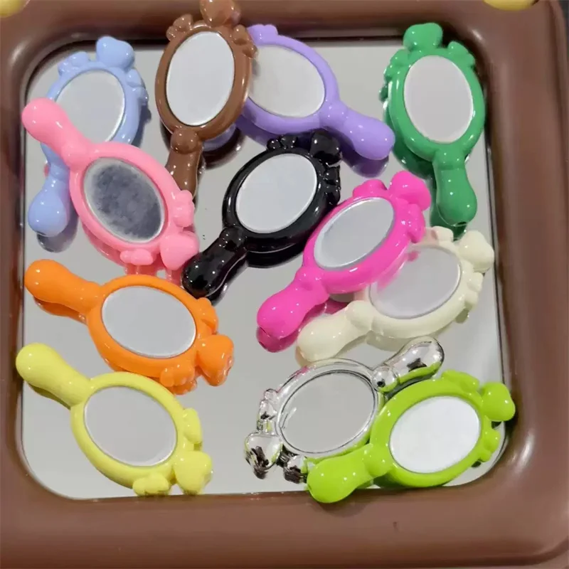 

Free shipping 50pc/lot color print cartoon Makeup handle mirror shape acrylic straight hole beads diy jewelry garment accessory