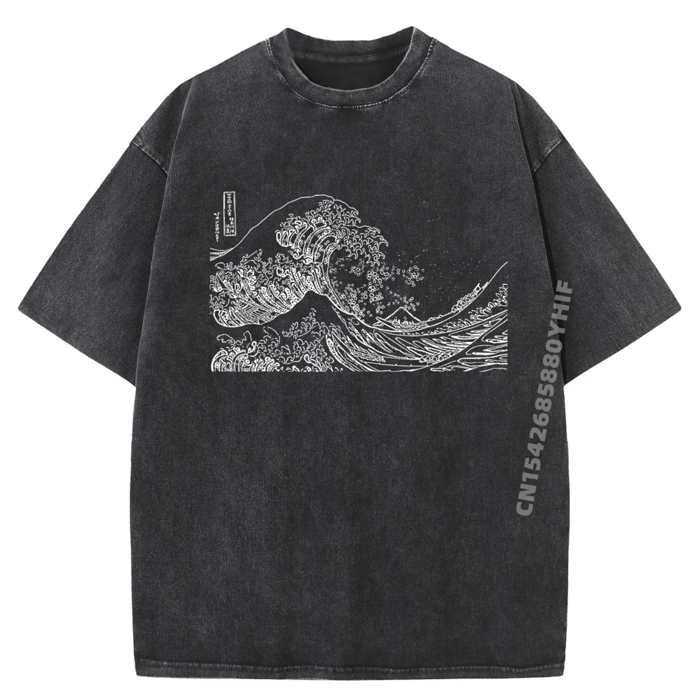 

Japanese Wave Ocean Traditional Japan Clothes Mens T Shirt Graphic Tee Youth Men's Clothing Luxury Design Washed Shirt