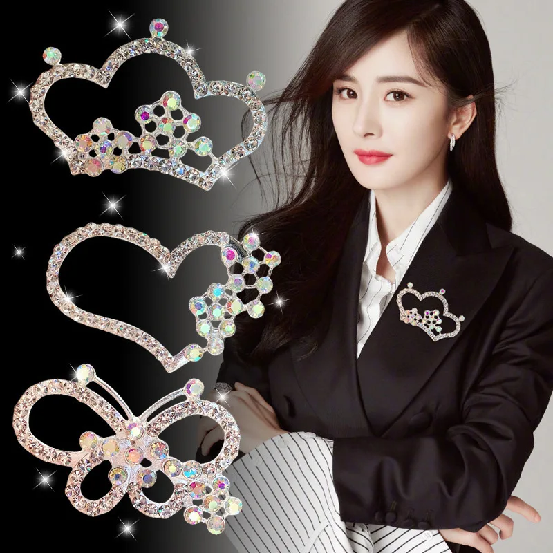 Women's Rhinestone Brooch Sweater Jacket Cardigan Brooch Collar Pin Creative Versatile Scarf Buckle The New Listing Recommend