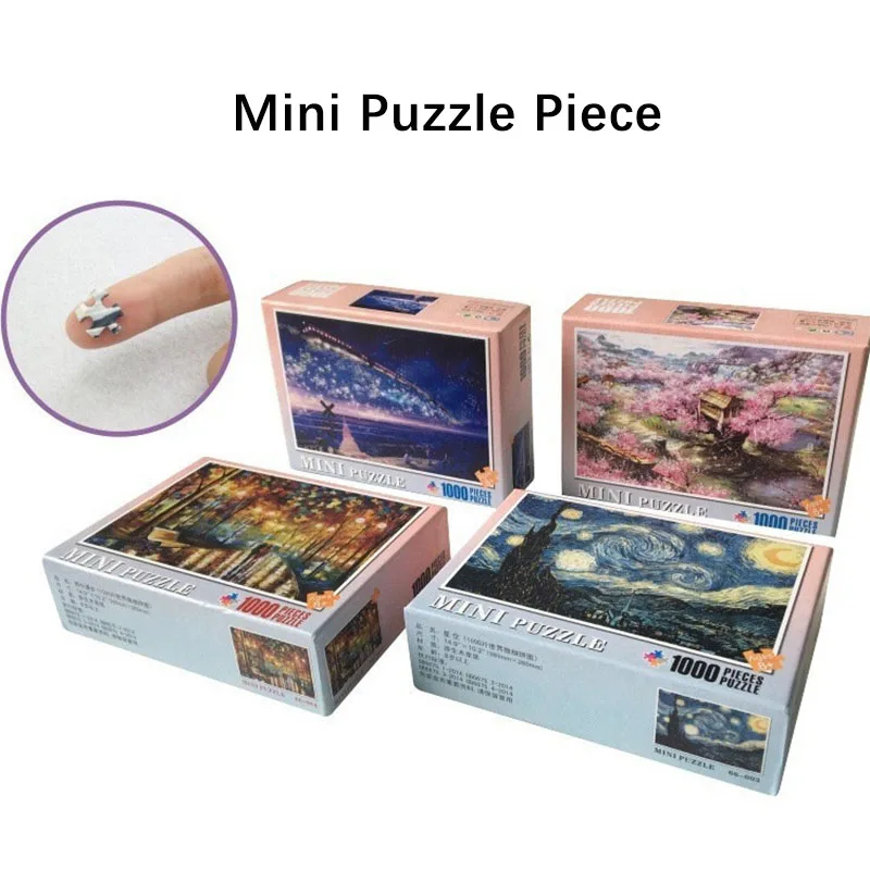 Mini-Puzzle, 1000 Teile, für Erwachsene, Kinder, Schloss, Nacht, Puzzles, Spielzeug, Familienspiel, berühmte Welt, Ölgemälde, Heimdekoration