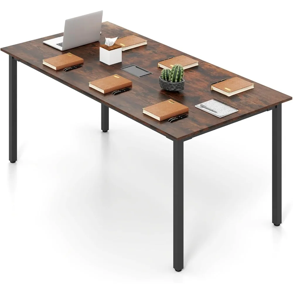 

Large Meeting Table with Sturdy Metal Legs & Cable Grommet, Conference Room Table for Training Space, Boardrooms