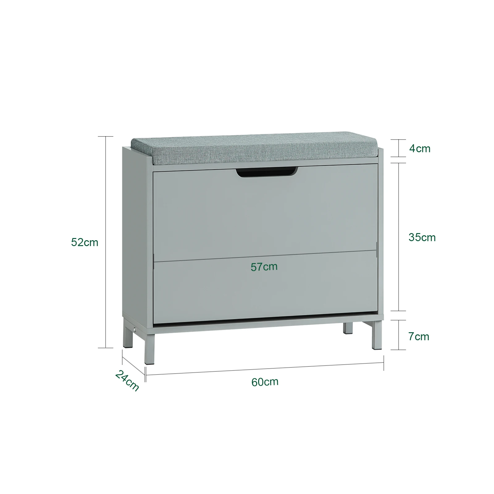 SoBuy FSR151-K Schuhschrank Schuhbank mit Sitzfläche, Schuhregal mit Stauraum, Klappe, Sitzkissen, bis 113 kg belastbar – Detail 4