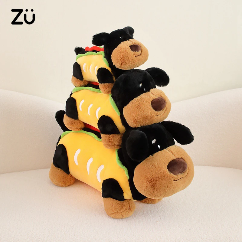 Kreatives Geschenk Hot Dog geformt Welpen Plüschtiere Feins chm ecker Sandwich Dackel Hund weiche Puppe Sofa Wurf kissen Kawaii Tasche