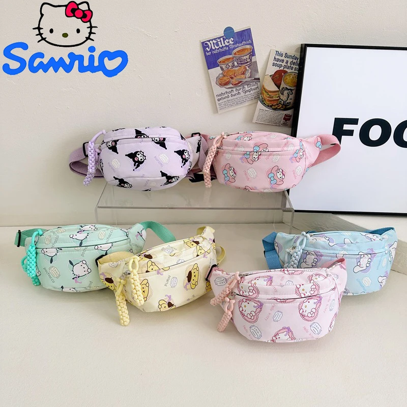 Sanrio Bag Kuromi Cinnamoroll Pocket Crossbody Shoulder Bag Waist Storage Pouch My Melody Hello Kitty Coin Purse Kid Girl Gift