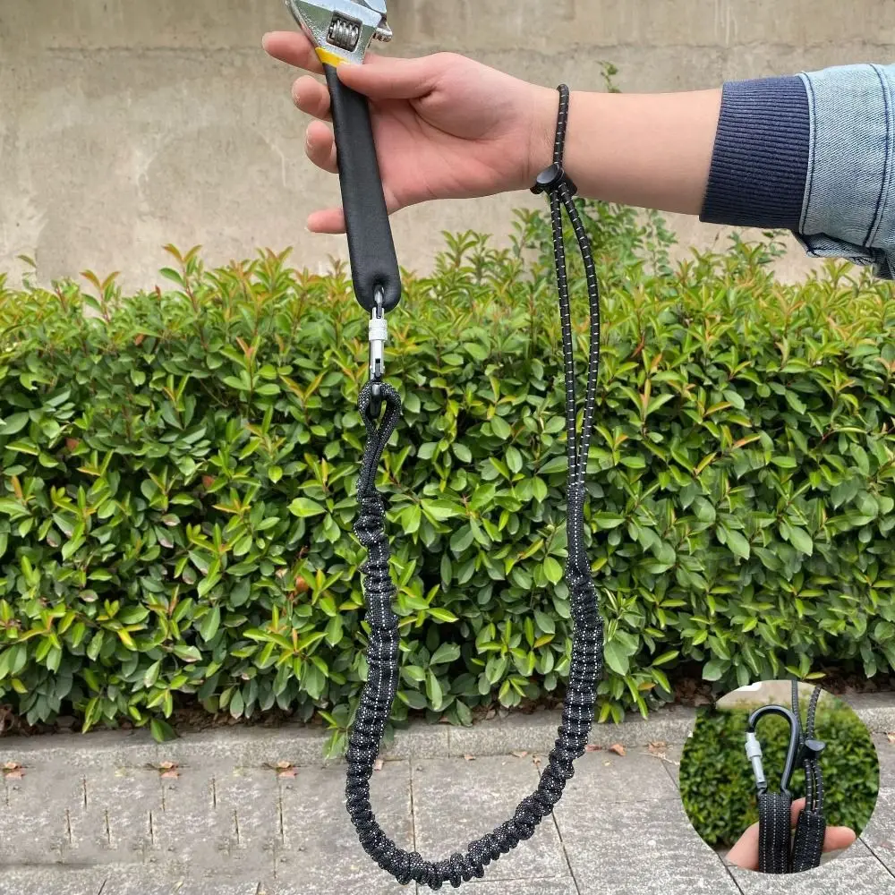 Extendable Tool Lanyard with Buckle Strap Anti-Falling Screw Locking Carabiner Tool Tether Safety Rope Abrasion Resistant