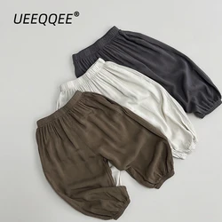 Summer Children Pants 1-8Y Boys Anti-mosquito Loose Wide leg Solid Daily Trousers Korean Toddler Wear Kids Clothing 2024 New