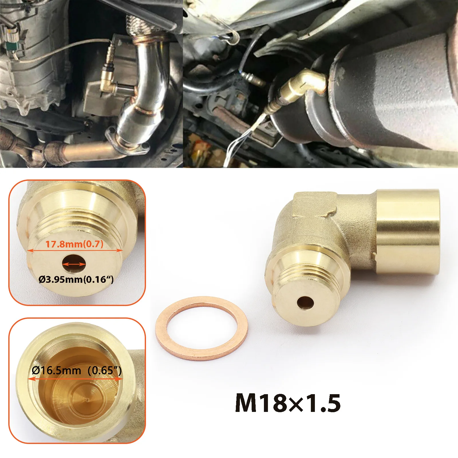 Universal Brass Fitting M18 x 1.5 Connector Plug Kit P0420 P0430 Exhaust 90 Degree O2 Oxygen Sensor Spacer Extender Tools