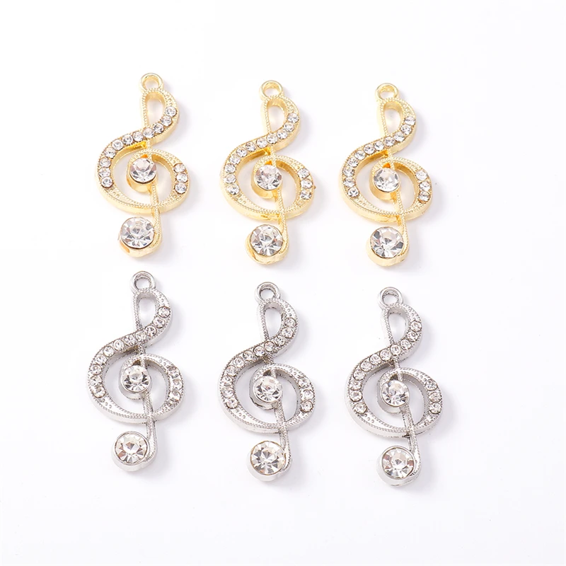 

Duarte 20Pcs/Lot Cute Crystal Alloy Music Note Charms Pendants for Making Earrings Necklaces Bracelets DIY Crafts Accessories