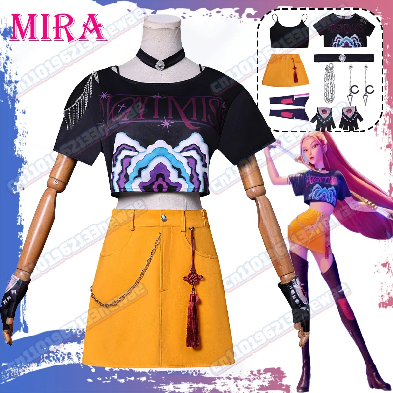 

Movie KPop Demon Hunters Mira Cosplay Costume Girl Group Dance Uniform Performance Stage Roleplay Outfits Carnival Party Women