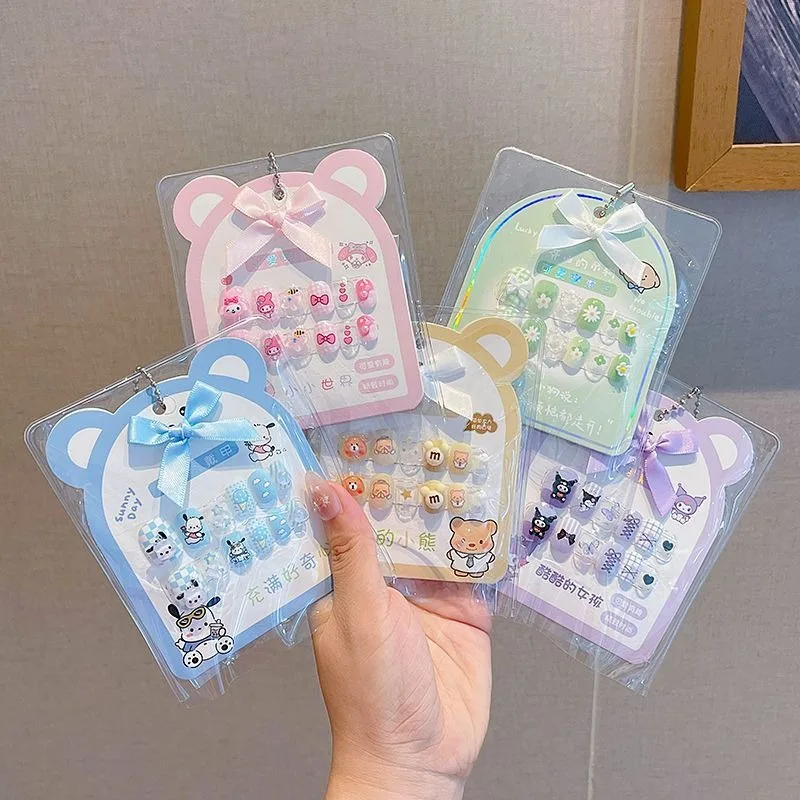 Kuromi Hello Kitty Anime Kawaii Sanrio Ins Fashion Nail Stickers Cute PomPomPurin Children Fingers Decoration Gifts for Girls