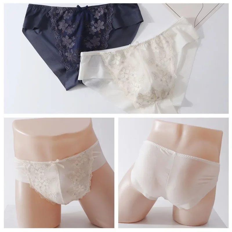 남자의 섹시한 레이스 보우 브리프를 통해 볼 LGBT 시시 팬티 크로스 드레싱 BF 선물 하라주쿠 FKK 파티