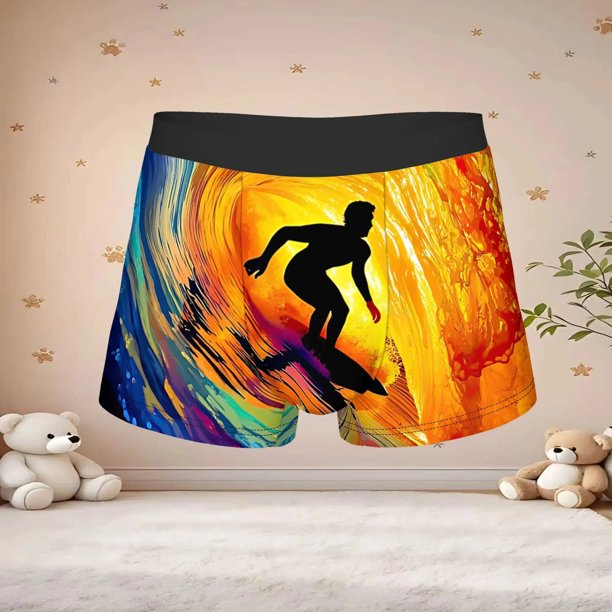 1pc Popular Color Curl Vision Print boxers  adults  Breathbale Panties Men's Underwear Comfortable Shorts Boxer Briefs